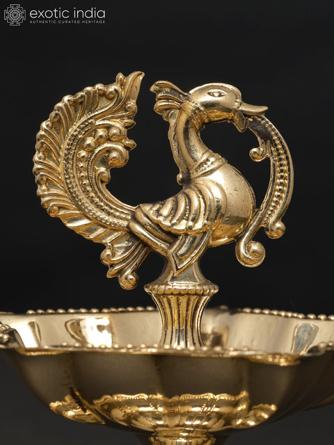 3" Small Superfine Peacock Lamp in Brass