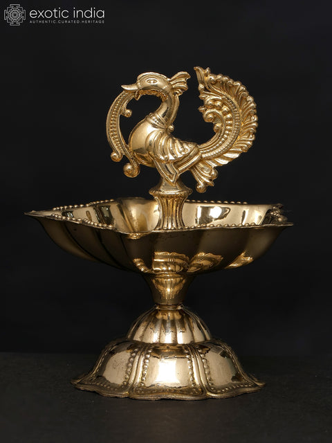 3" Small Superfine Peacock Lamp in Brass