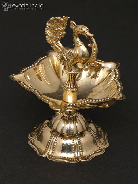 3" Small Superfine Peacock Lamp in Brass