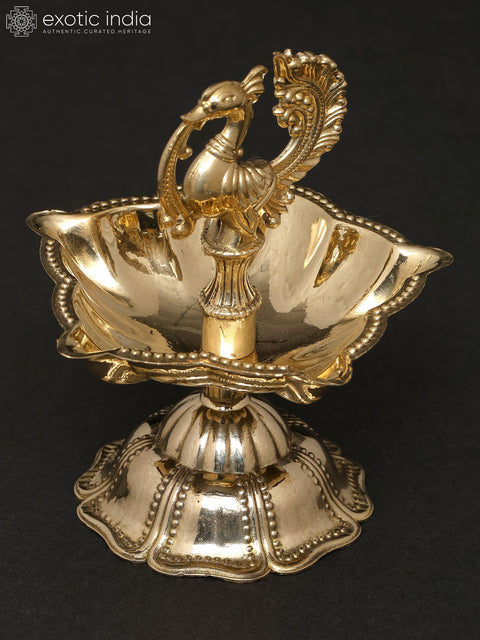 3" Small Superfine Peacock Lamp in Brass