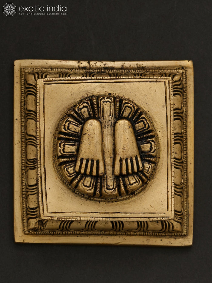 3" Small Brass Charan Paduka Idol for Pooja