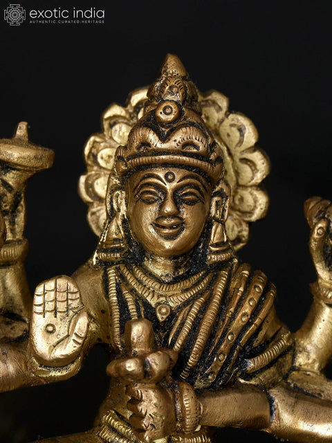 Small Goddess Durga Seated on Lion | Brass Statue