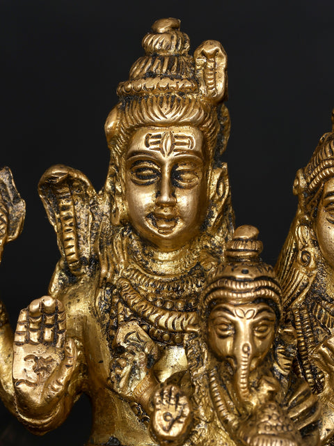 6" Small Shiva Family | Brass Statue