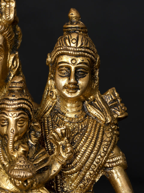 6" Small Shiva Family | Brass Statue