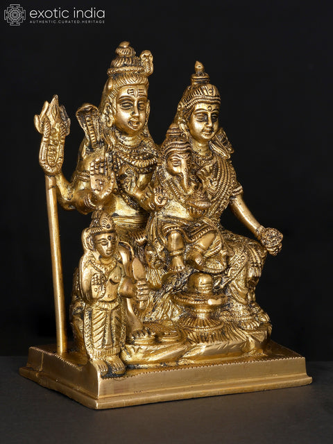 6" Small Shiva Family | Brass Statue