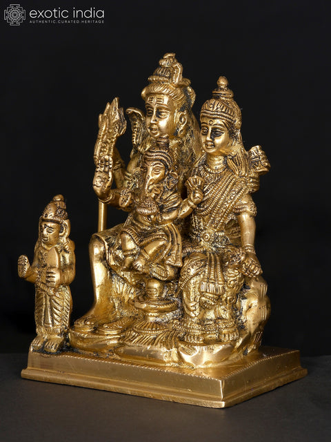 6" Small Shiva Family | Brass Statue
