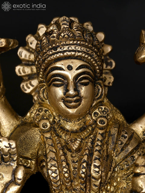 6" Small Eight Armed Goddess Durga | Brass Statue