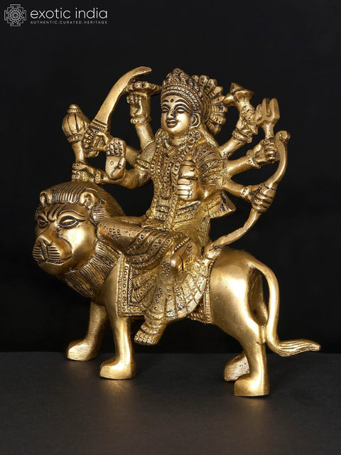6" Small Eight Armed Goddess Durga | Brass Statue