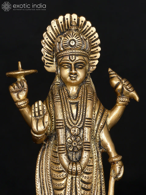 8" Standing Lord Vishnu | Brass Statue