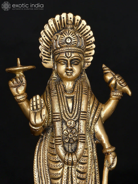 8" Standing Lord Vishnu | Brass Statue