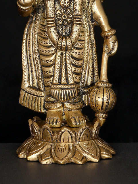 8" Standing Lord Vishnu | Brass Statue