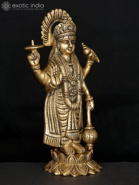 8" Standing Lord Vishnu | Brass Statue
