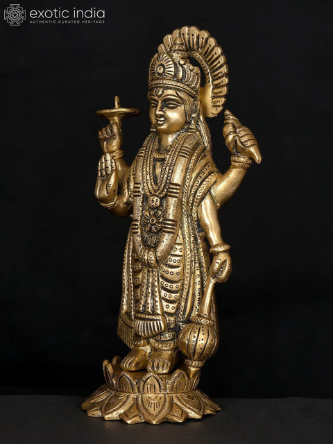8" Standing Lord Vishnu | Brass Statue