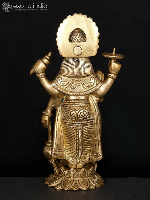 8" Standing Lord Vishnu | Brass Statue
