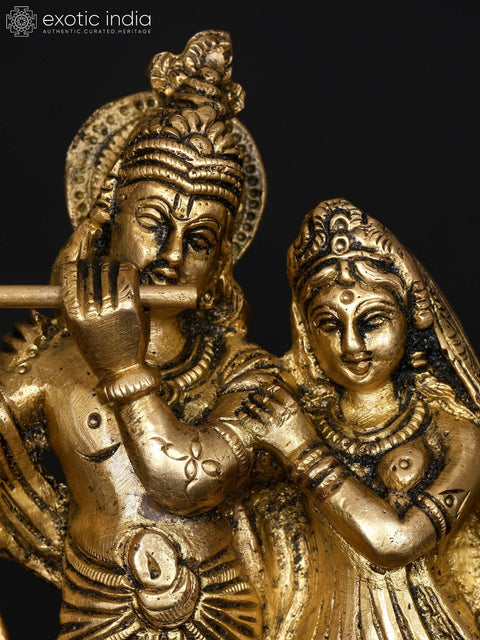 5" Small Standing Radha Krishna | Brass Statue