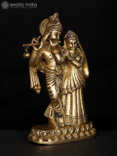 5" Small Standing Radha Krishna | Brass Statue