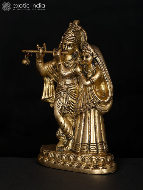 5" Small Standing Radha Krishna | Brass Statue