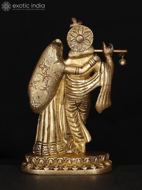 5" Small Standing Radha Krishna | Brass Statue