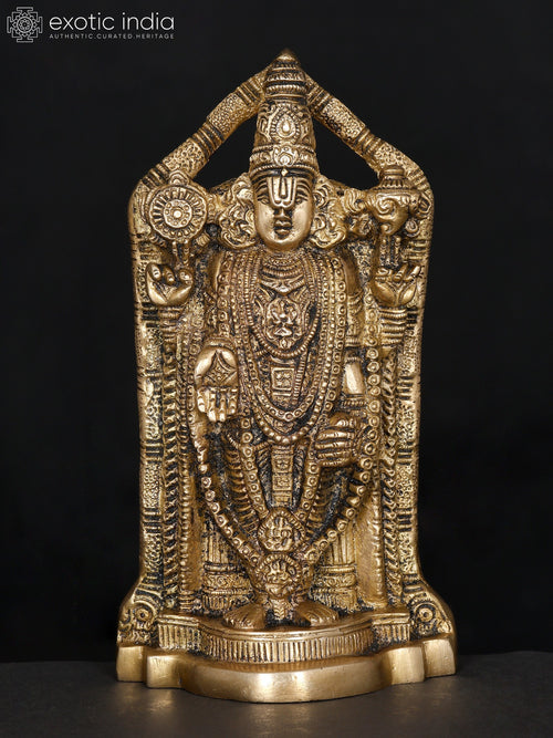 7" Lord Venkateshvara Brass Statue for Home Pooja