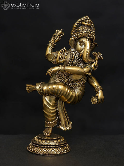 6" Small Superfine Dancing Lord Ganesha | Brass Statue