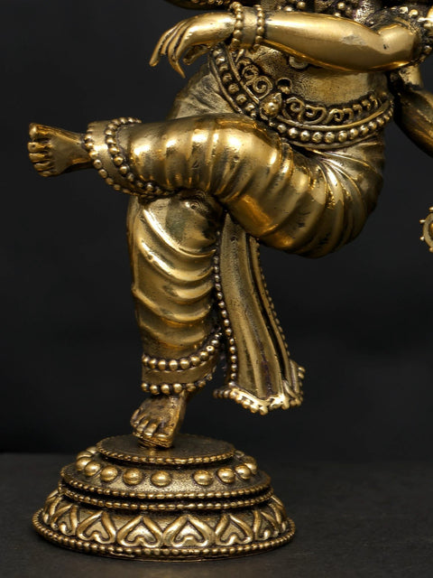 6" Small Superfine Dancing Lord Ganesha | Brass Statue
