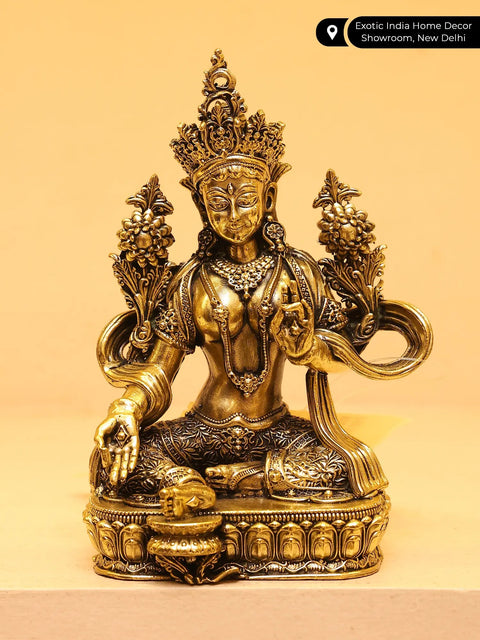 4" Small Superfine Goddess Green Tara | Brass Statue