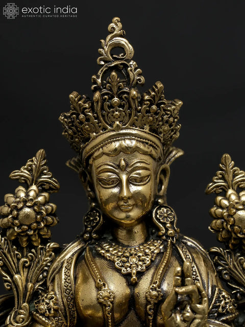 4" Small Superfine Goddess Green Tara | Brass Statue