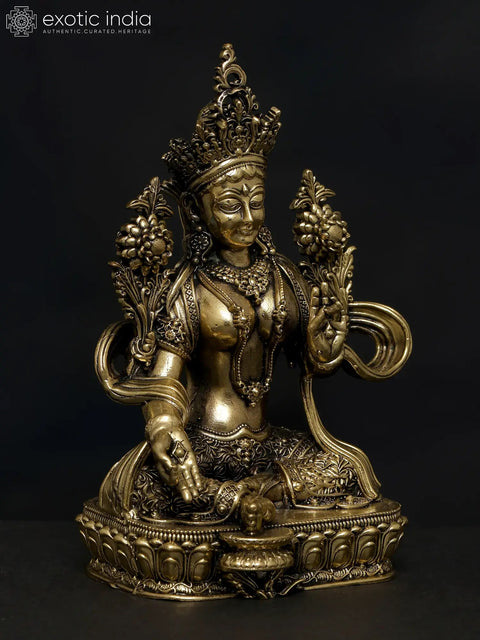 4" Small Superfine Goddess Green Tara | Brass Statue