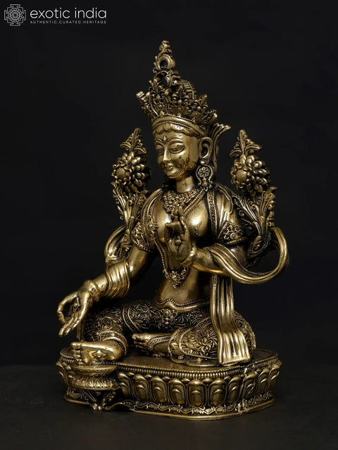 4" Small Superfine Goddess Green Tara | Brass Statue
