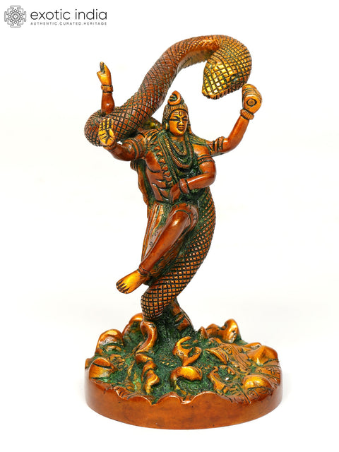 6" Small Dancing Lord Shiva with Vasuki Naag | Brass Statue