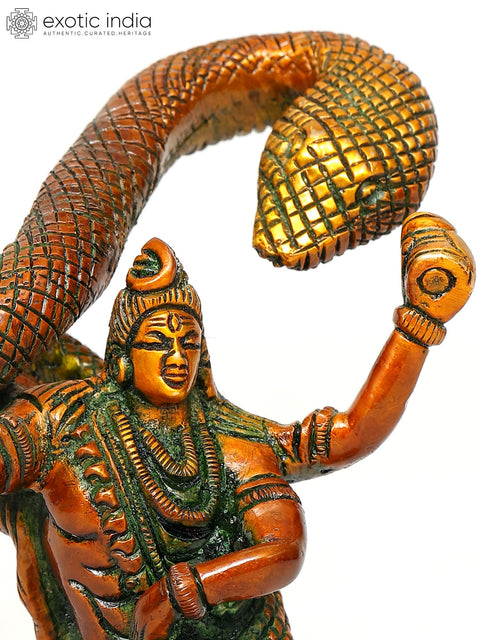 6" Small Dancing Lord Shiva with Vasuki Naag | Brass Statue