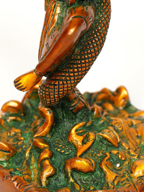 6" Small Dancing Lord Shiva with Vasuki Naag | Brass Statue