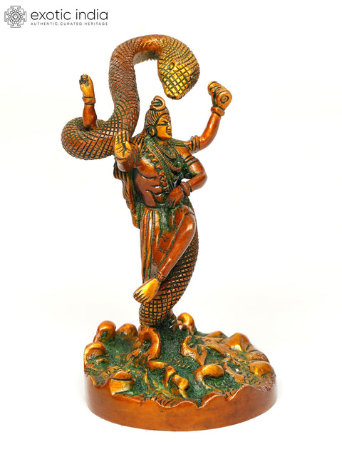 6" Small Dancing Lord Shiva with Vasuki Naag | Brass Statue