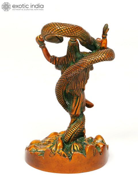 6" Small Dancing Lord Shiva with Vasuki Naag | Brass Statue