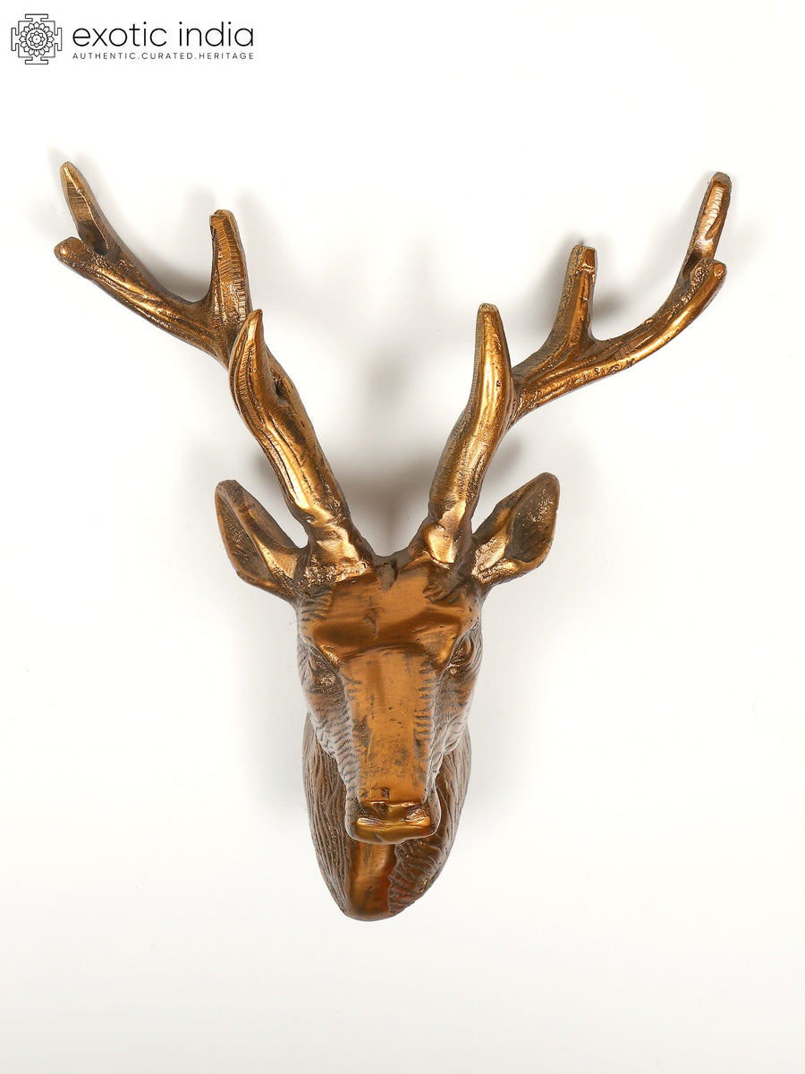9" Brass Reindeer Statue for Home Decor