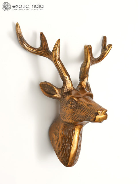 9" Decorative Brass Reindeer Statue | Wall Hanging | Home Decor