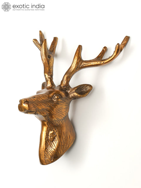 9" Decorative Brass Reindeer Statue | Wall Hanging | Home Decor