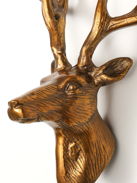 9" Decorative Brass Reindeer Statue | Wall Hanging | Home Decor