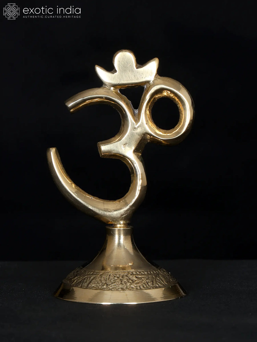 Brass Om Aum Symbol Statue Handmade Hindu Home Decor