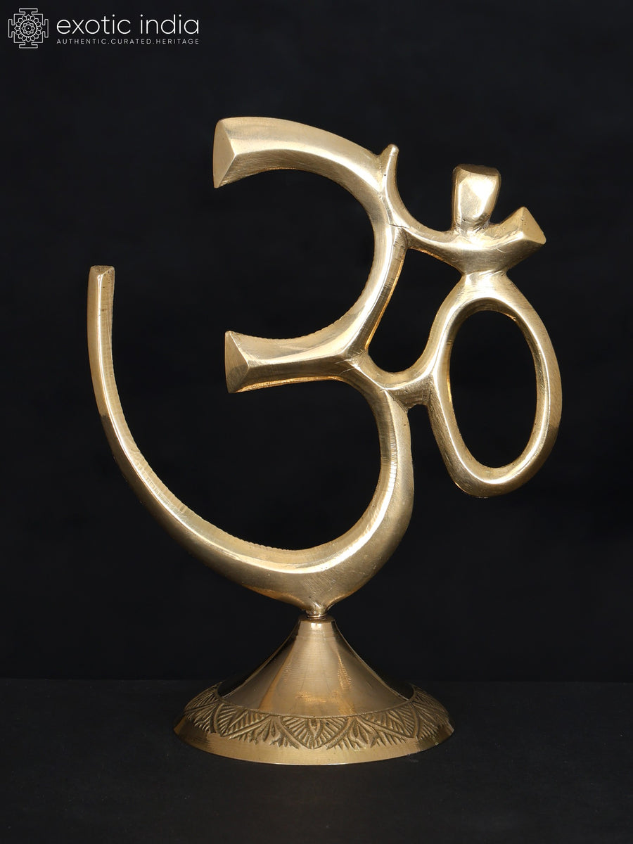 Brass Om Aum Symbol Statue for Pooja