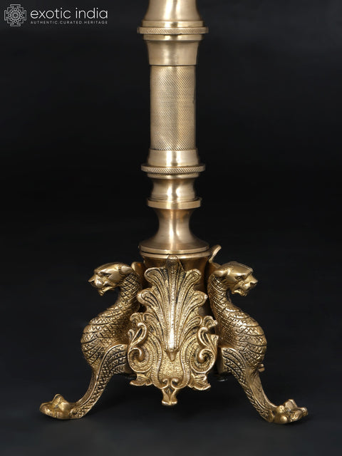 19" Griffin Design Candle Stand in Brass
