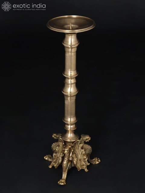 19" Griffin Design Candle Stand in Brass