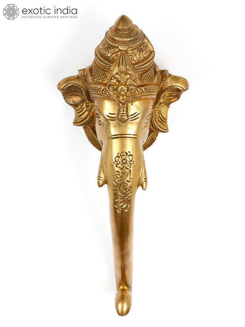 10" Brass Lord Ganesha Door Handle Sculpture
