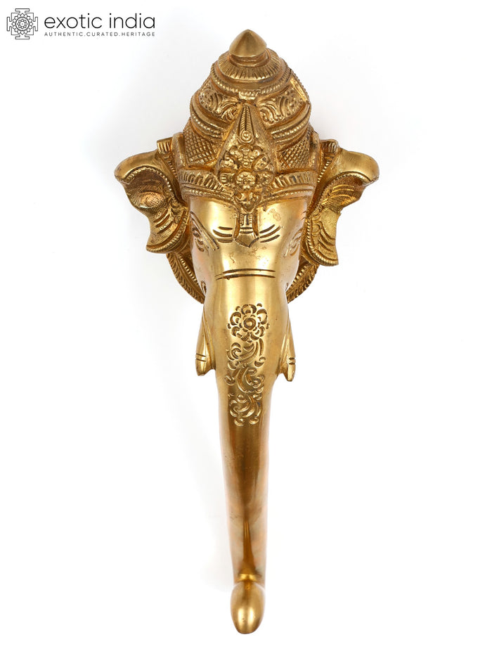 10" Brass Lord Ganesha Door Handle Sculpture