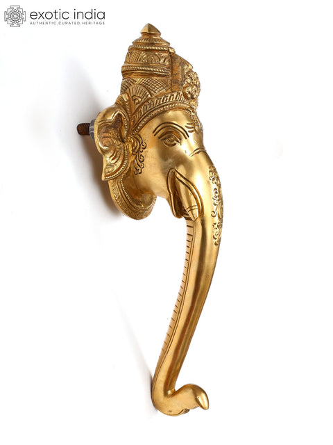 10" Lord Ganesha Door Handle in Brass