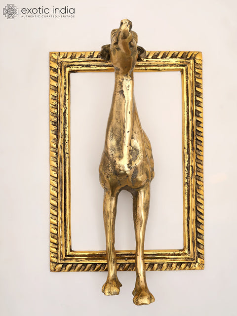 21" Brass Wall Hanging Dog with Frame | Home Decor