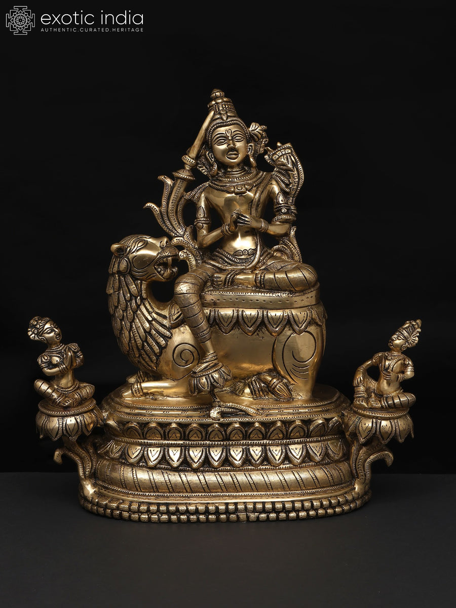 15" Brass Goddess Tara on Lion Buddhist Statue for Pooja