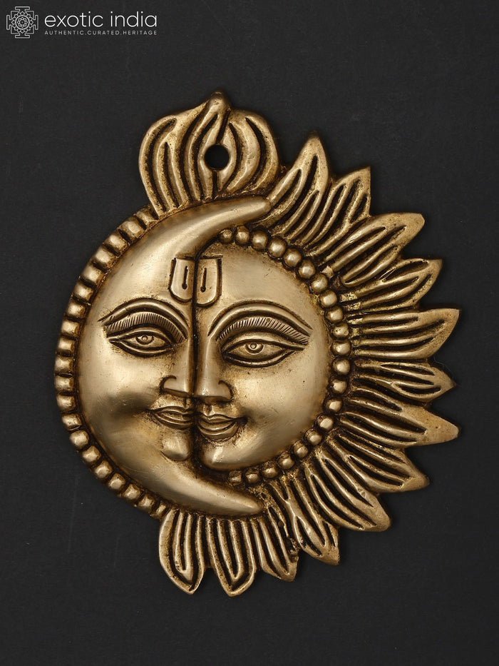 5" Half Sun and Half Moon Brass Wall Hanging