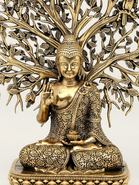 6" Superfine Lord Buddha Seated Under The Bodhi Tree | Brass Statue