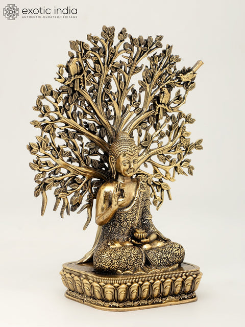 6" Superfine Lord Buddha Seated Under The Bodhi Tree | Brass Statue